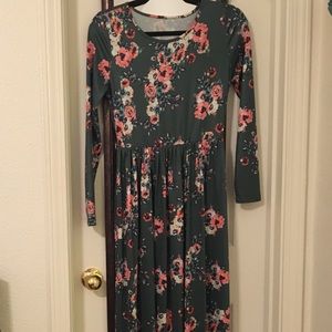 Floral green maxi dress